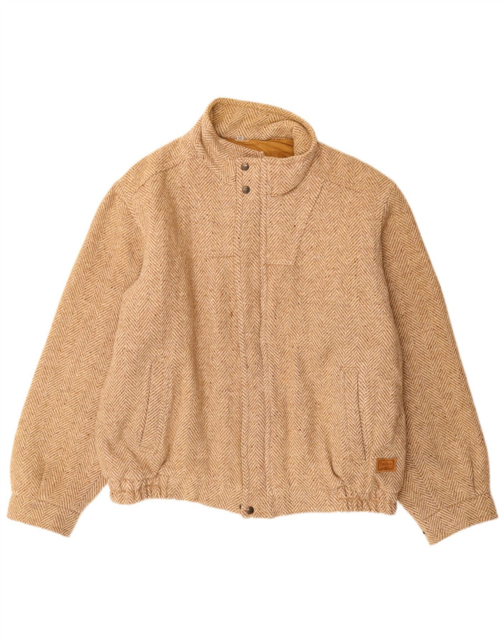 Faciba Ανδρικό μπουφάν Bomber IT 50 Μεγάλο μπεζ παρθένο μαλλί ψαροκόκαλο