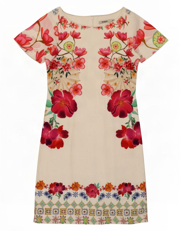 Desigual Γυναικείο φόρεμα με θήκη EU 36 Small White Floral Βαμβακερό