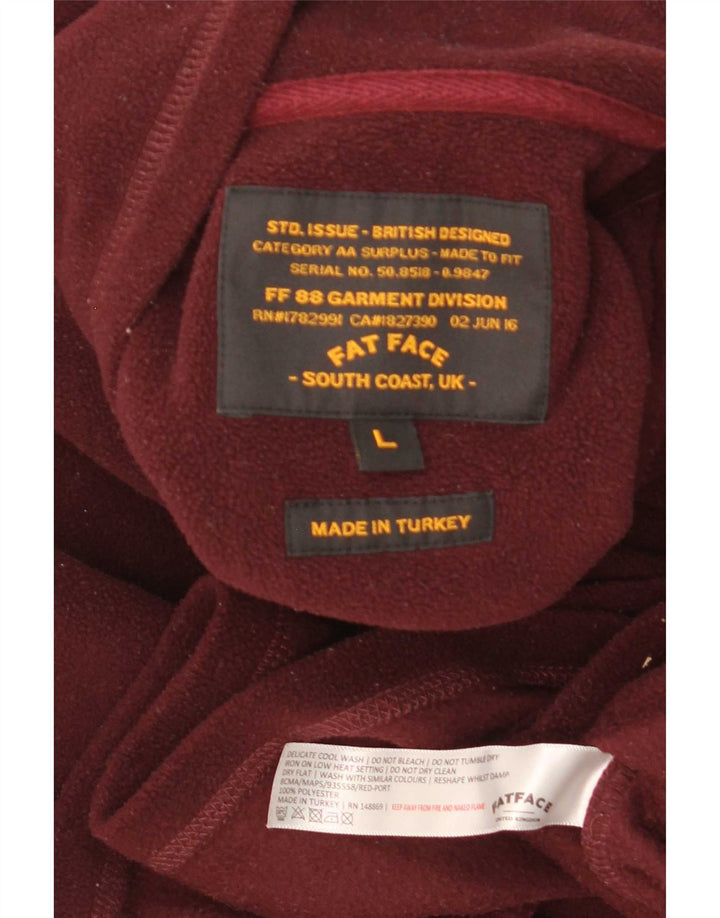 Fat Face Ανδρικό φερμουάρ Fleece Jumper Large Maroon Πολυεστέρας
