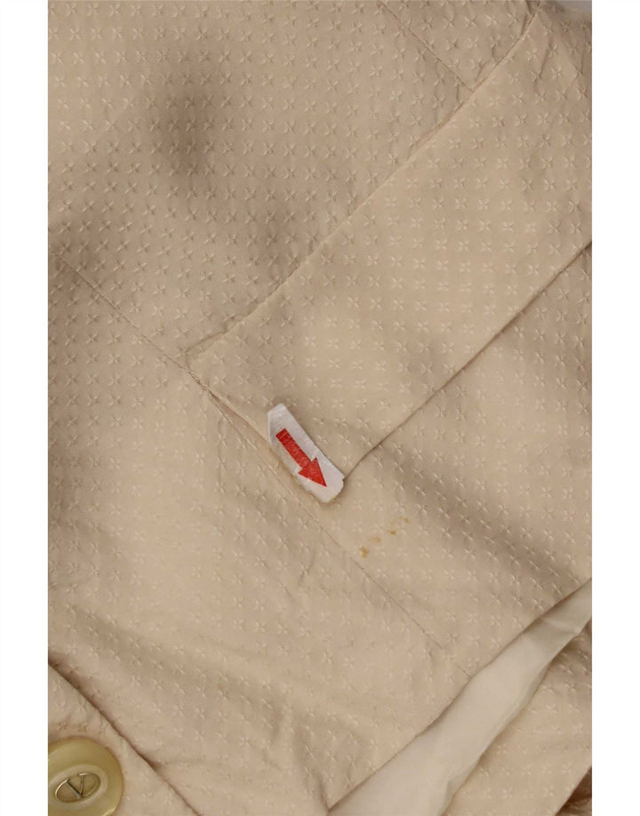 Vintage γυναικείο σακάκι blazer UK 14 μεσαίου μπεζ μετάξι