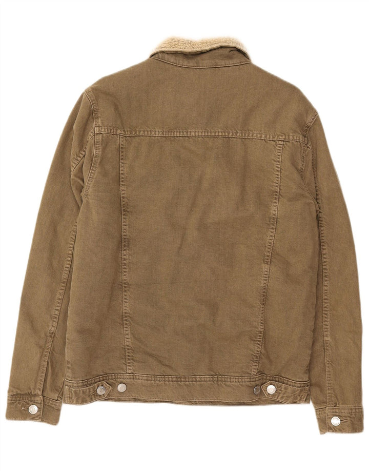 Zara Ανδρικό Sherpa Τζιν Μπουφάν UK 38 Medium Khaki Cotton