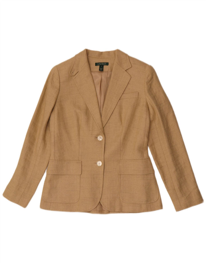 Ralph Lauren Γυναικείο μπλέιζερ με 2 κουμπιά μπουφάν US 8 Μεσαίο μπεζ ψαροκόκκαλο