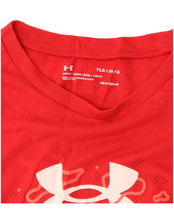 UNDER Armour Boys Heat Gear Graphic T-shirt Top 11-12 Years Large Red
