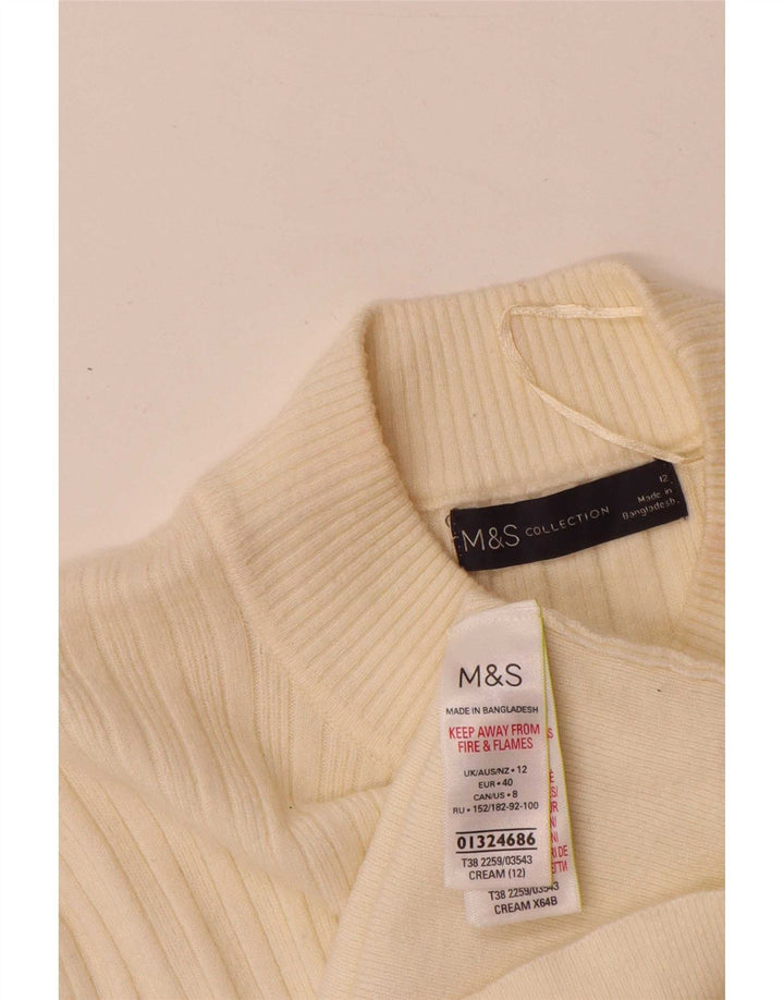 Marks & Spencer Γυναικείο πουλόβερ με λαιμό χελώνα UK 12 Medium Off White