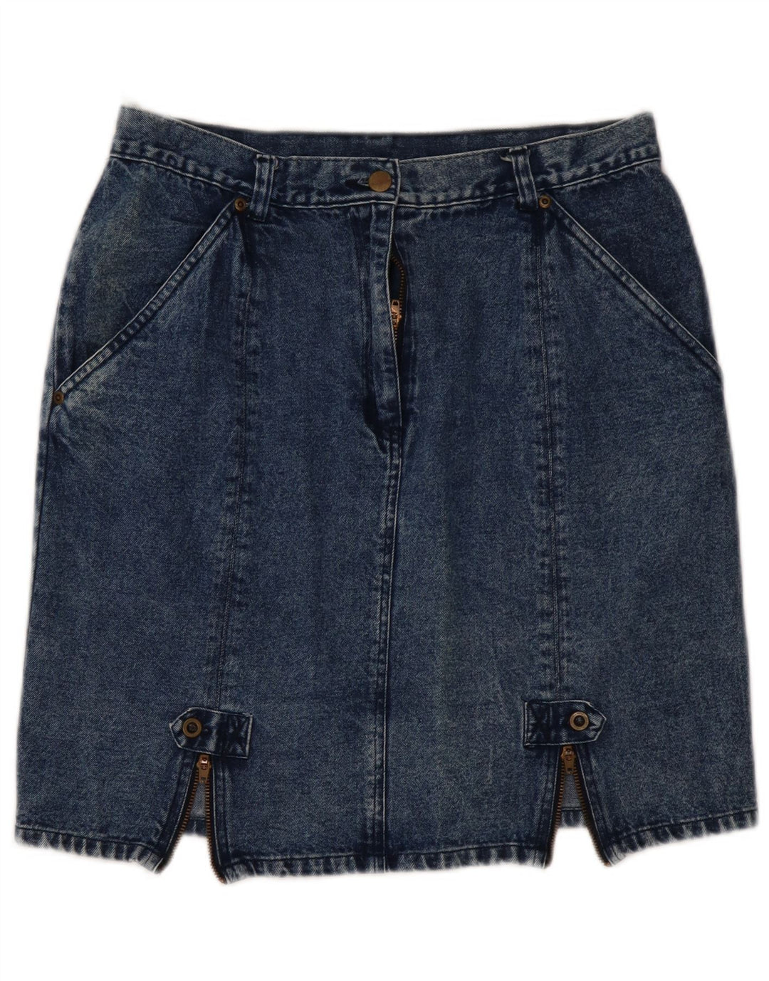 VINTAGE Γυναικεία Μίνι Ψηλόμεση Τζιν φούστα EU 44 XL W32 Μπλε βαμβακερή