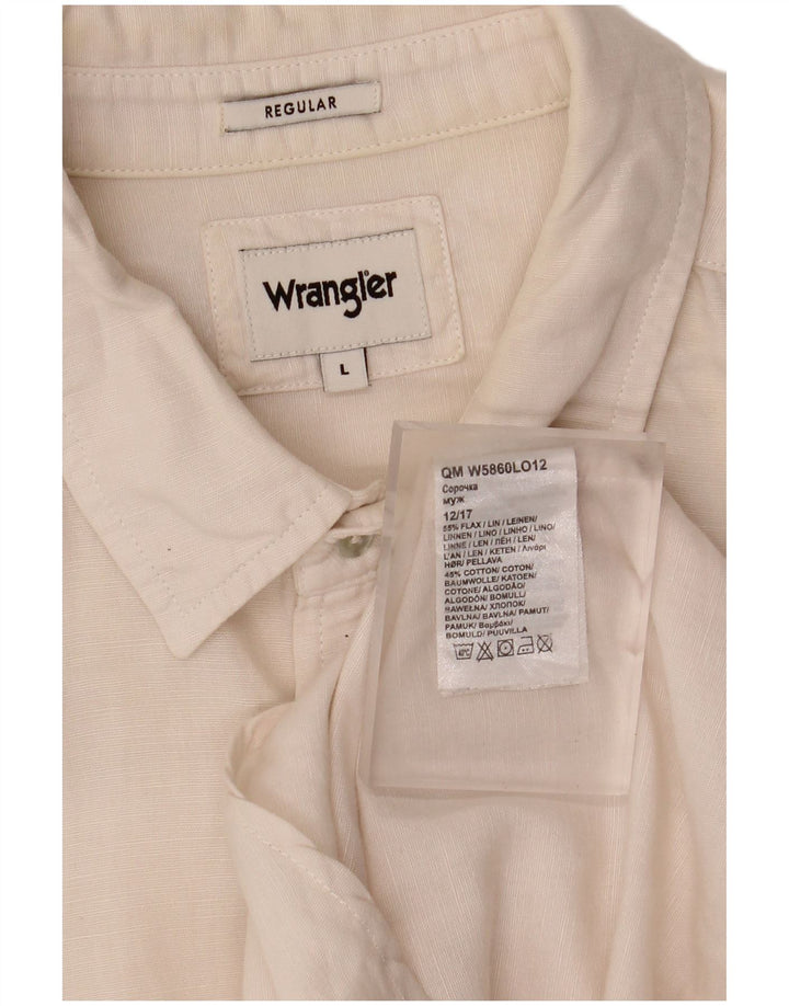 Ανδρικό κοντομάνικο πουκάμισο Wrangler με κανονική εφαρμογή, μεγάλο σε λευκό λινό