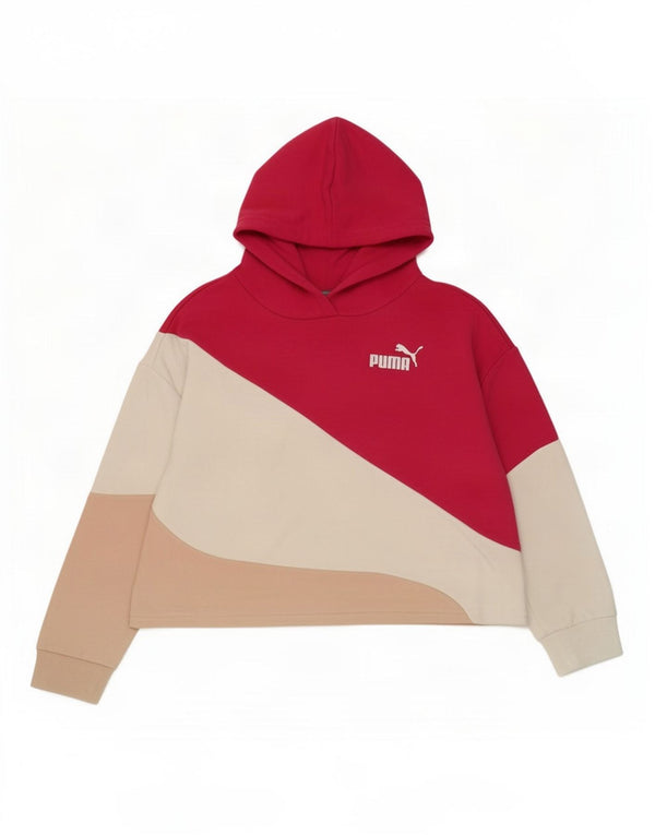 Puma Girls Crop Hoodie Jumper 9-10 Years Πολύχρωμο Colourblock