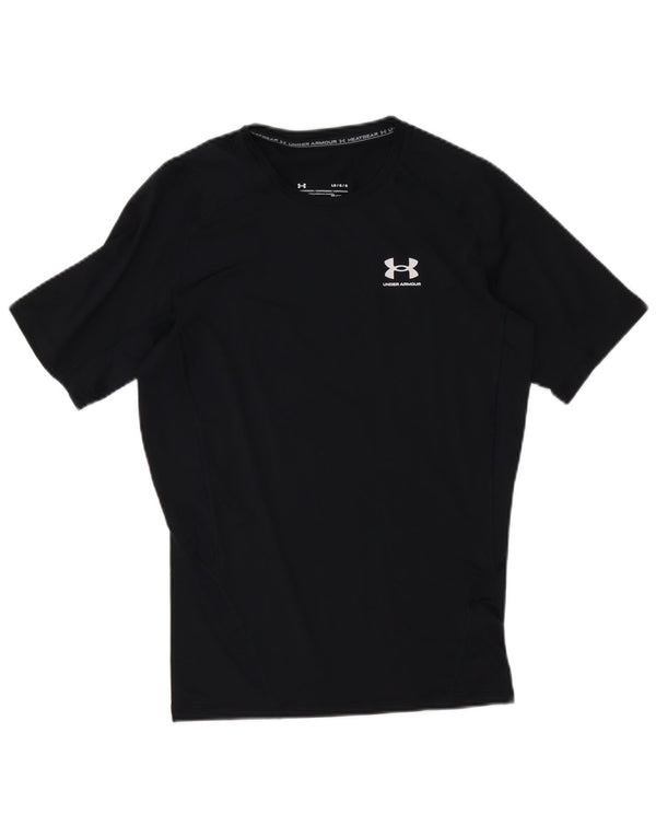 Under Armour Boys Heat Gear T-Shirt Top 11-12 Years Large Black Polyester