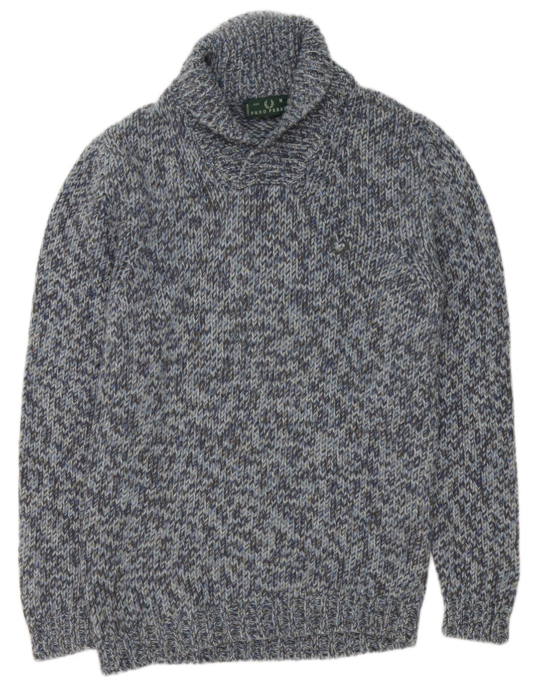 Fred Perry Ανδρικό πουλόβερ με σάλι με λαιμόκοψη από μαλλί μεσαίου μπλε