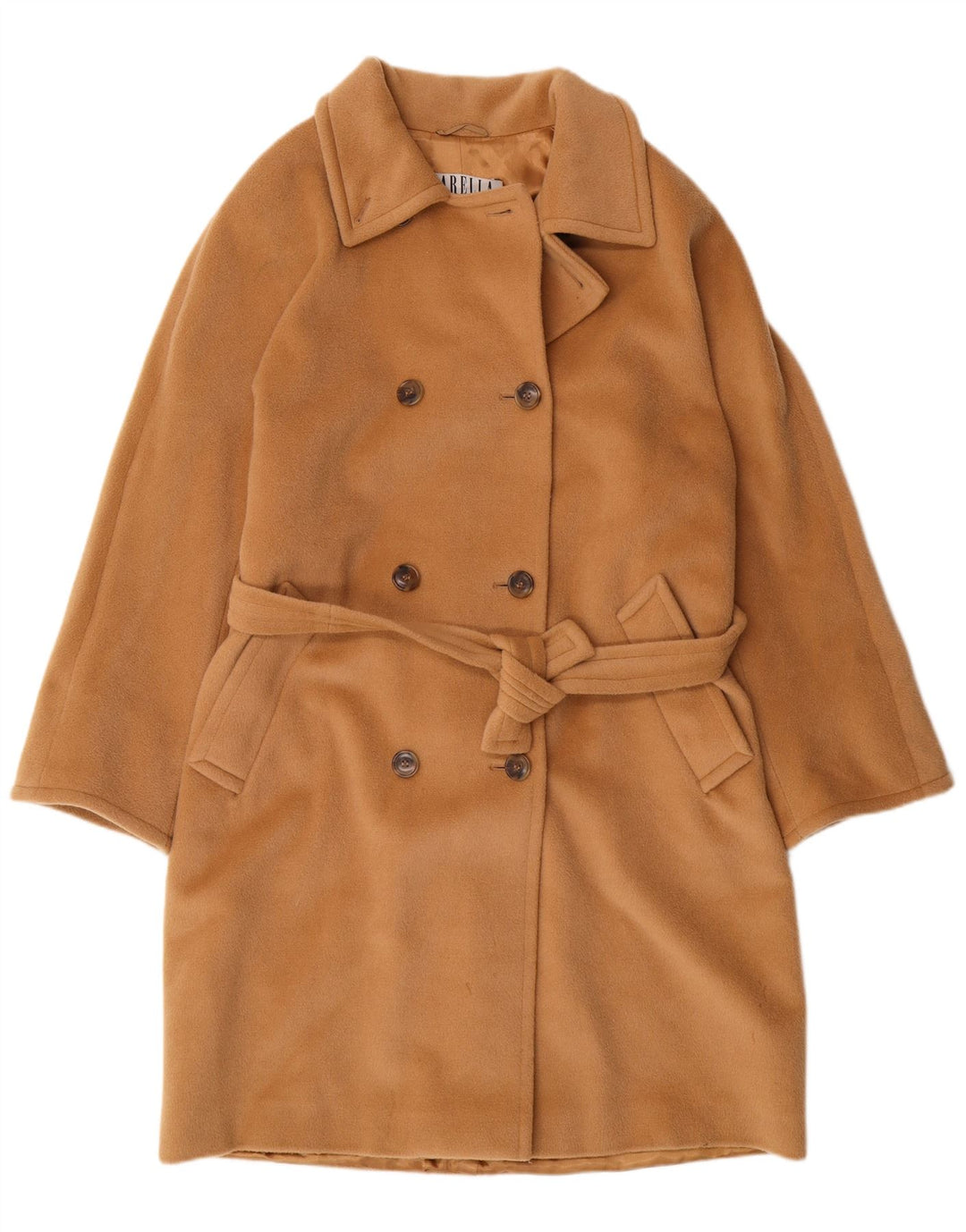 MARELLA Γυναικείο παλτό με διπλό στήθος UK 12 μεσαίο μπεζ παρθένο μαλλί Classic