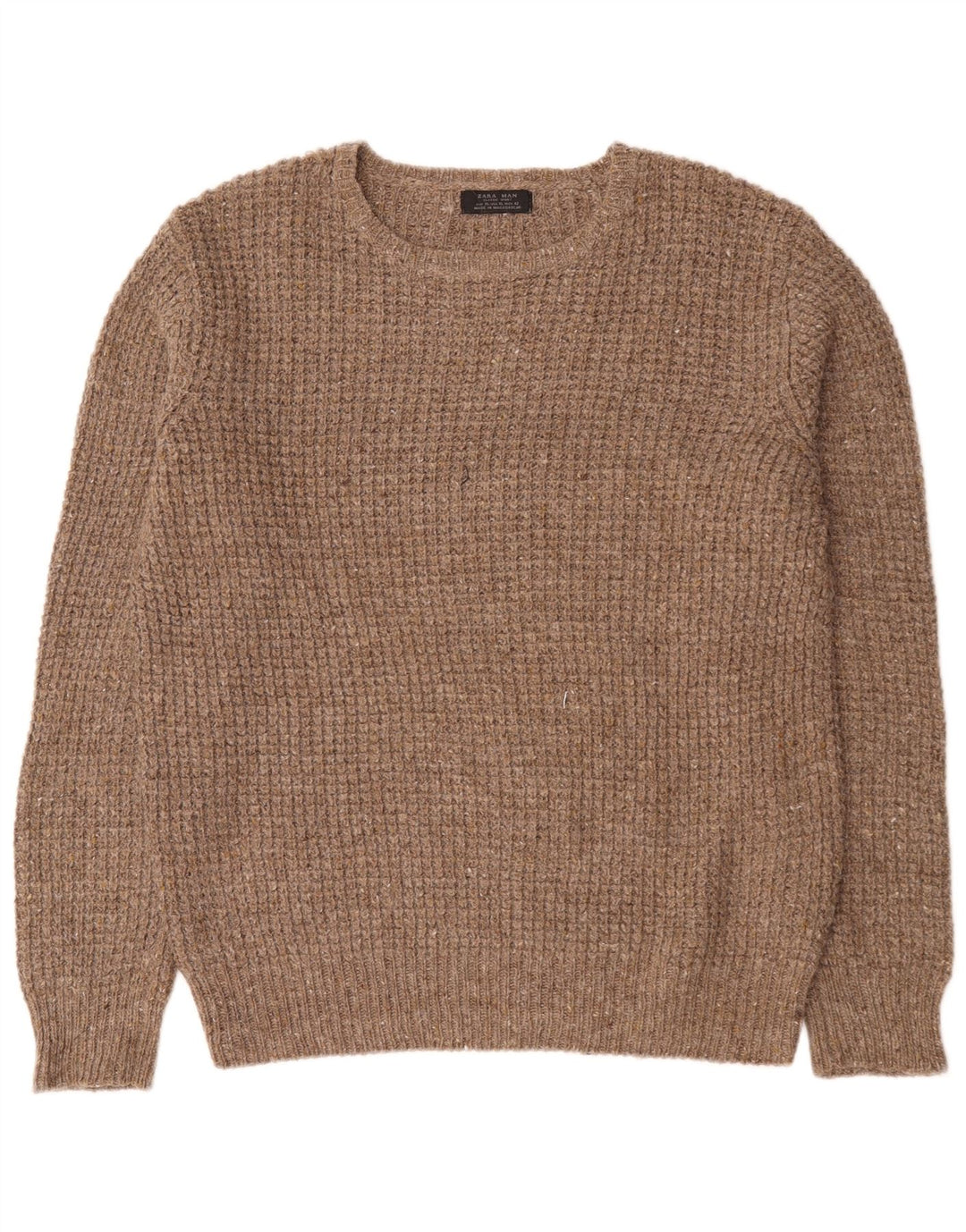 Ανδρικό πουλόβερ Zara Crew Neck Jumper XL Καφέ μαλλί