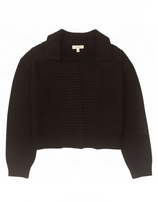 Marks & Spencer Womens Crop Open Cardigan Sweater UK 12 Medium Black