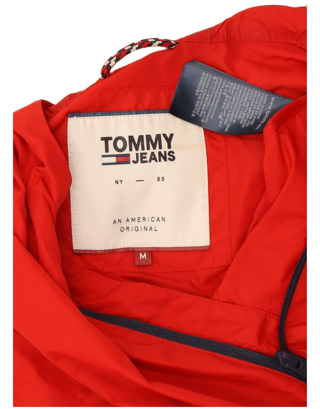 Tommy Hilfiger Ανδρικό μπουφάν βροχής με κουκούλα UK 38 Medium Red Polyamide