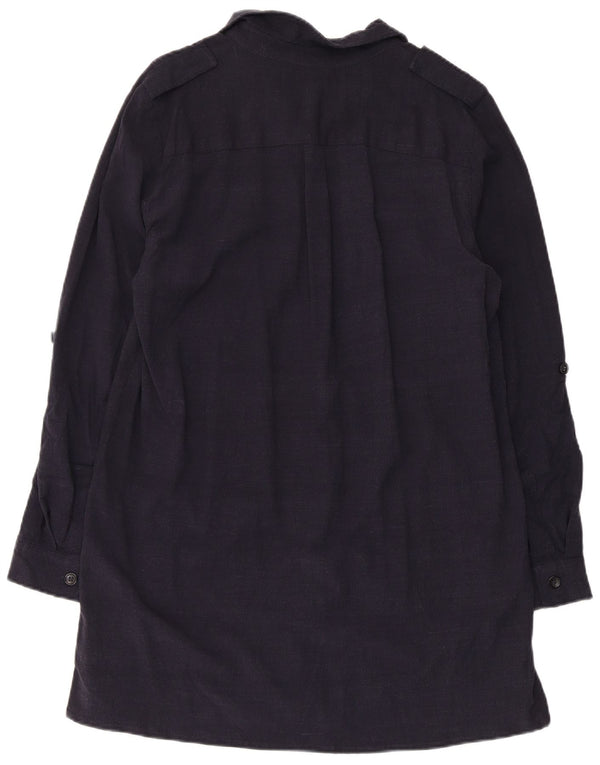 Zara Γυναικείο μακρυμάνικο πουκάμισο UK 16 Large Navy Blue Viscose