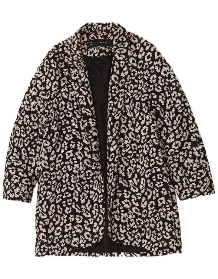 Ανοιχτό πανωφόρι Zara Abstract Pattern UK 14 μεγάλο μαύρο βαμβακερό