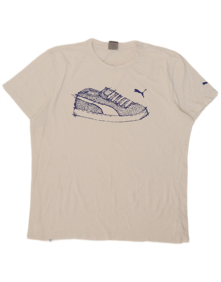 Ανδρικό γραφικό μπλουζάκι Puma 2XL λευκό βαμβακερό