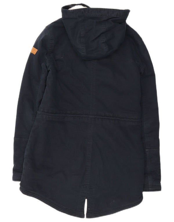 Hollister Γυναικείο μπουφάν Sherpa Parka με κουκούλα UK 6 XS Navy Blue Cotton