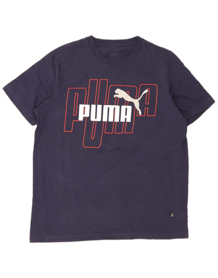 Ανδρικό γραφικό T-Shirt Puma Top Large Navy Blue από βαμβάκι
