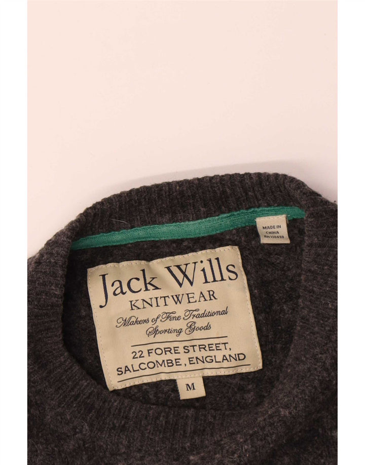 Jack Wills Ανδρικό πουλόβερ με λαιμόκοψη μεσαίου γκρι μαλλί Merino