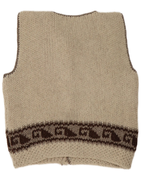 Vintage Ανδρικό Αμάνικο Ζακέτα πουλόβερ Large Beige Fair Isle