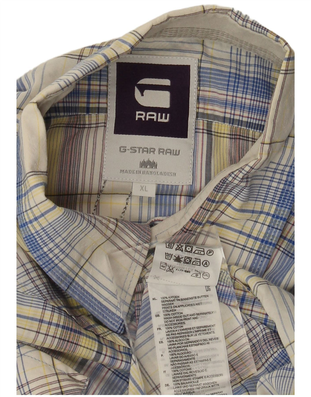 G-Star Ανδρικό γραφικό κοντομάνικο πουκάμισο XL πολύχρωμο καρό βαμβακερό