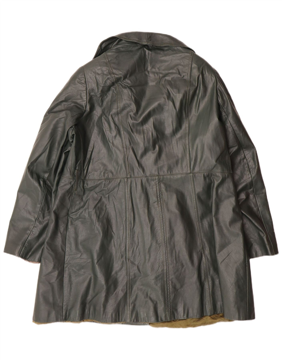 Vintage Γυναικείο Διπλό Δερμάτινο Παλτό UK 18 XL Πράσινο
