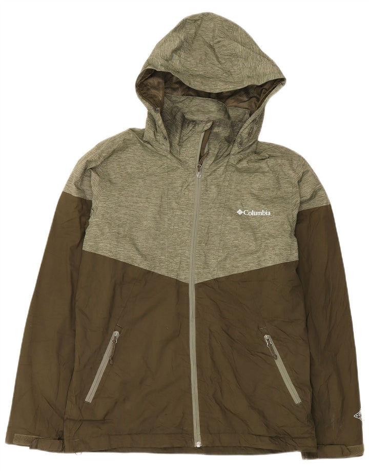 Columbia Ανδρικό μπουφάν βροχής με κουκούλα UK 38 Medium Khaki Colorblock Πολυεστέρας