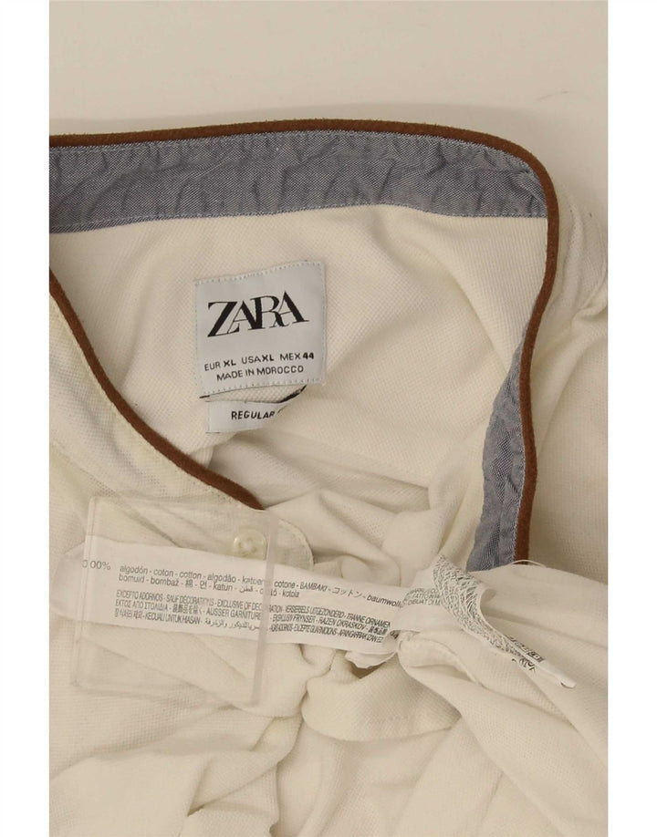Ανδρικό πουκάμισο Zara XL Λευκό βαμβακερό