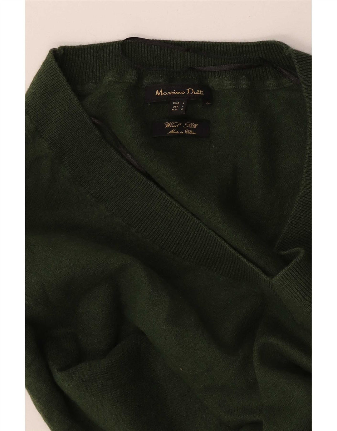 Massimo Dutti Γυναικείο πουλόβερ με λαιμόκοψη UK 14 Large Green