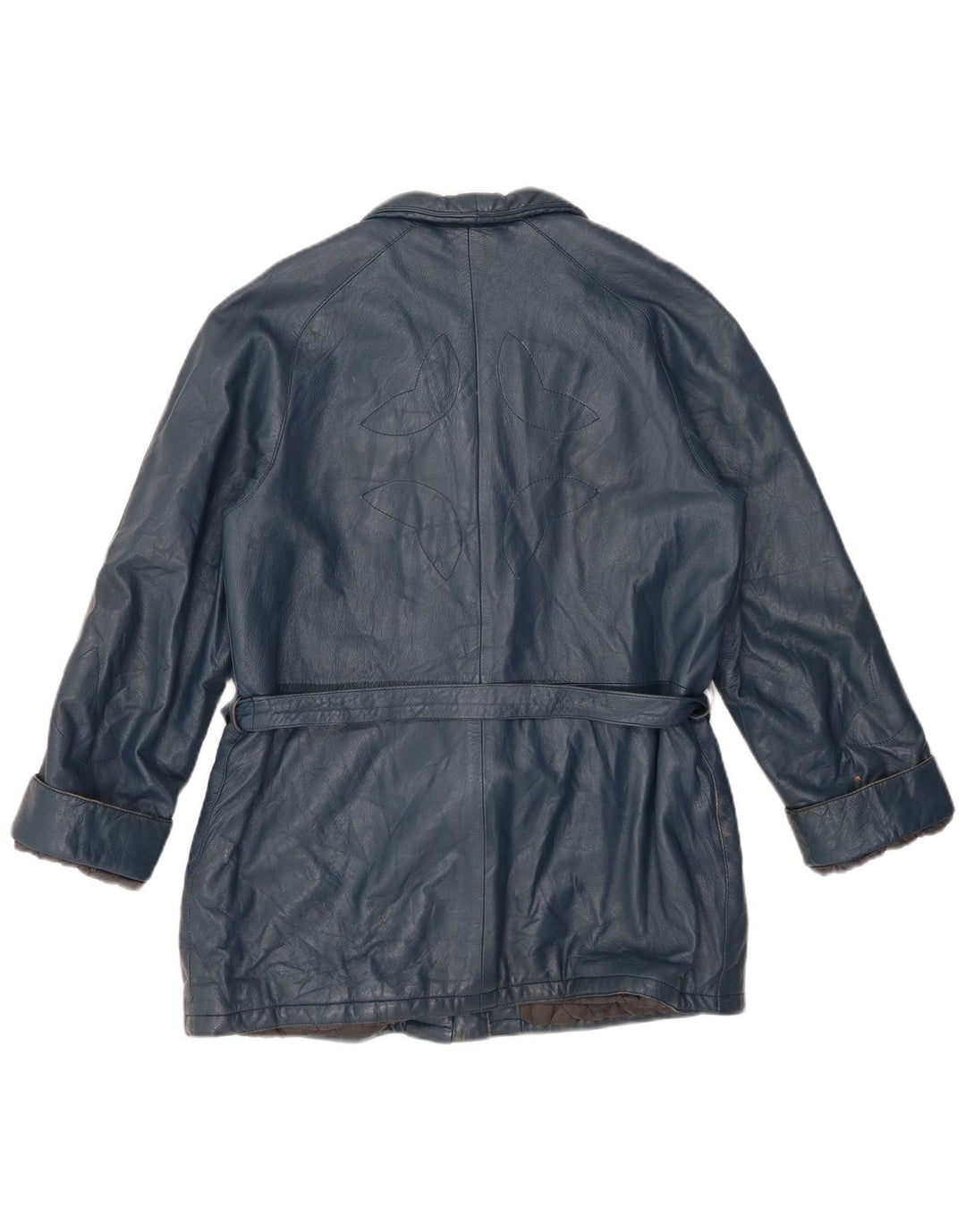 VINTAGE Γυναικείο Δερμάτινο Μπουφάν IT 44 Δερμάτινο Μεσαίο Μπλε