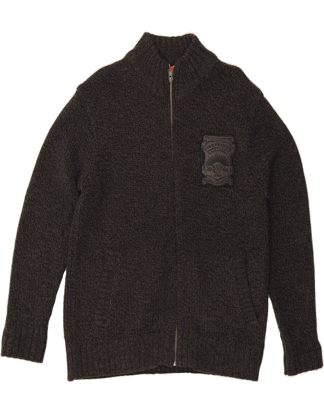 S.OLIVER Mens Cardigan Sweater Medium Grey Flecked Polyacrylic Vintage S.Oliver and Second-Hand S.Oliver from Messina Hembry 