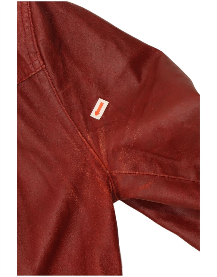 Bayside Γυναικείο Δερμάτινο Μπουφάν UK 14 Large Burgundy Leather