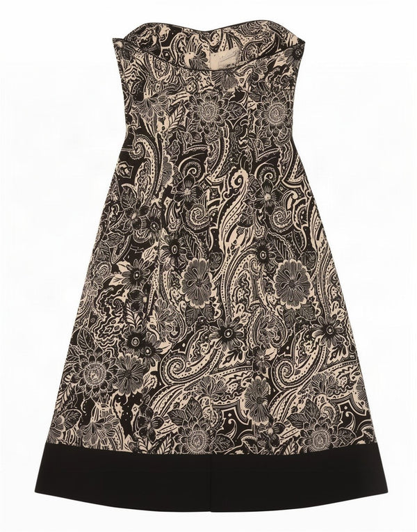 Coast Γυναικείο Στράπλες Φόρεμα UK 8 Small Black Paisley Βαμβακερό