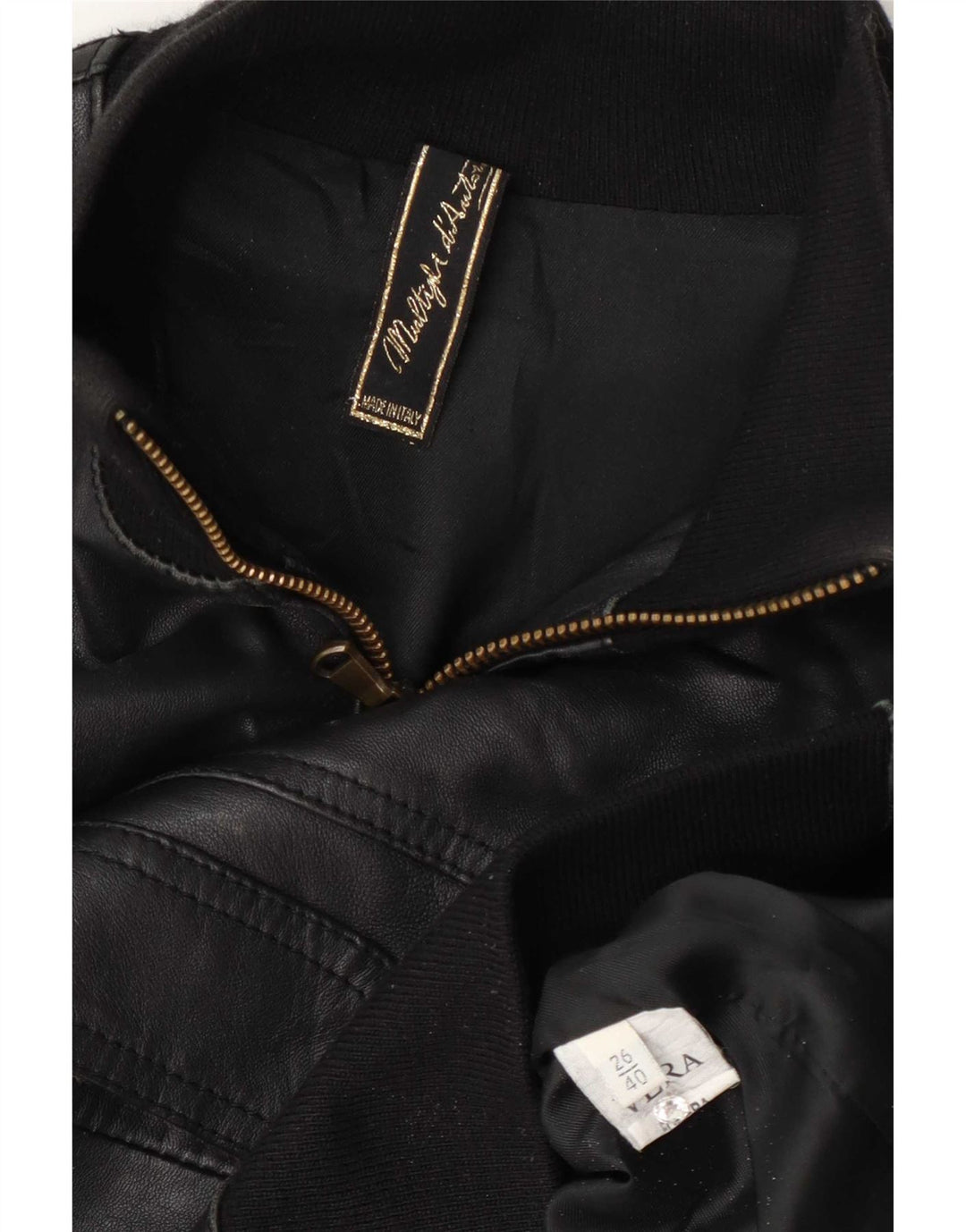 Vintage Γυναικείο Crop Δερμάτινο Μπουφάν IT 40 Small Black