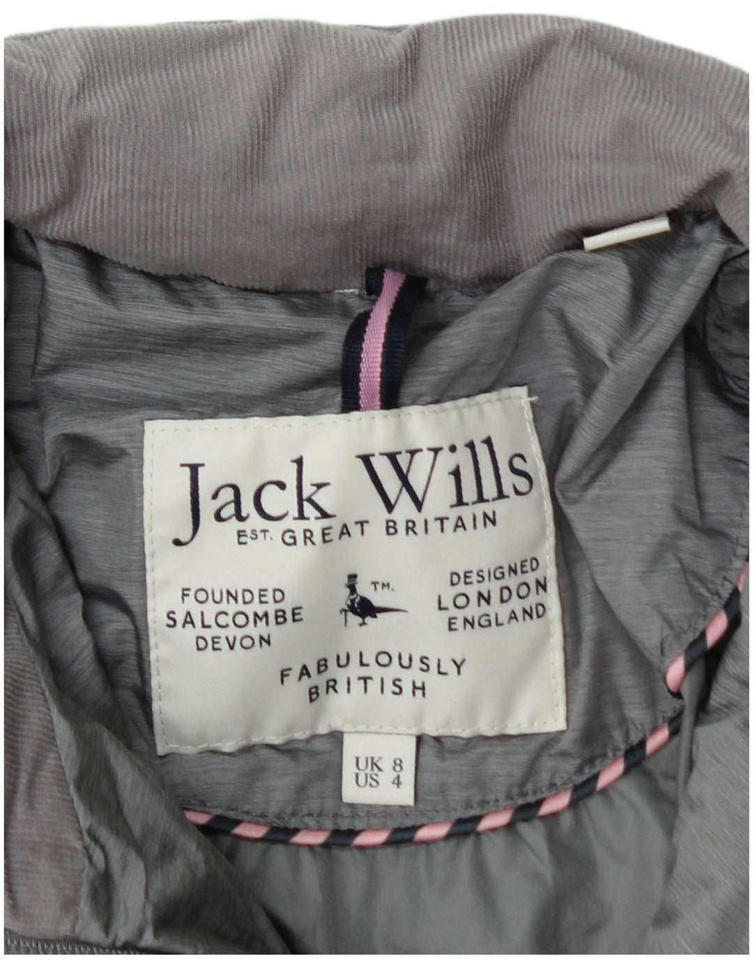 JACK WILLS Γυναικείο μπουφάν με επένδυση UK 8 Small Grey Polyester