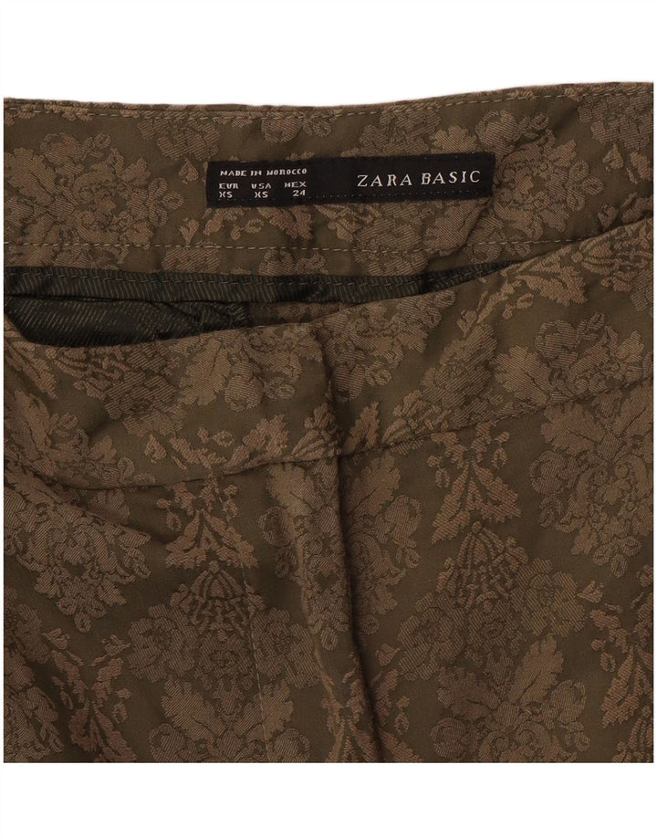 ZARA Γυναικείο Slim παντελόνι Chino XS W24 L27 Khaki Paisley