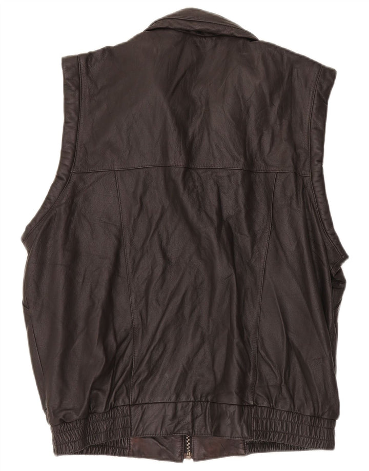 PRINCE Ανδρικό Δερμάτινο Gilet IT 54 2XL Μαύρο Δερμάτινο