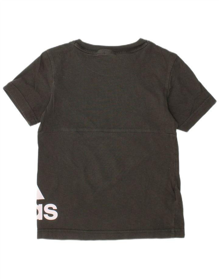 Adidas Boys Graphic T-Shirt Top 5-6 Years Khaki Cotton