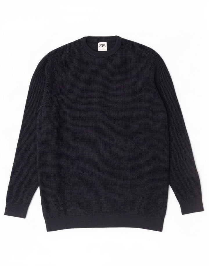 Ανδρικό πουλόβερ Zara Crew Neck Jumper Medium Navy Blue