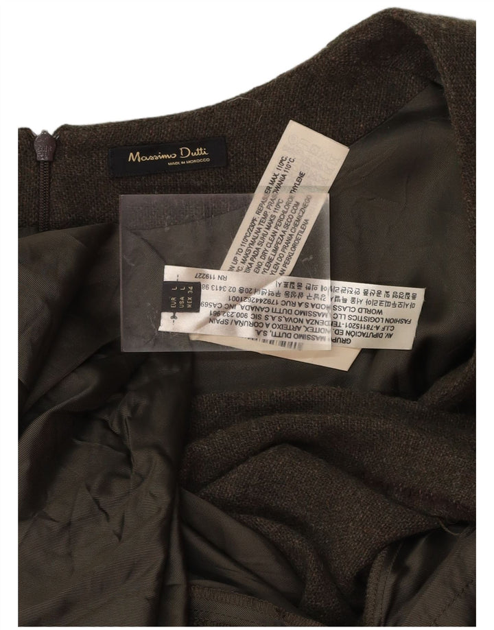 MASSIMO DUTTI Γυναικείο φόρεμα Shift UK 14 Μεγάλο μαλλί χακί ριγέ