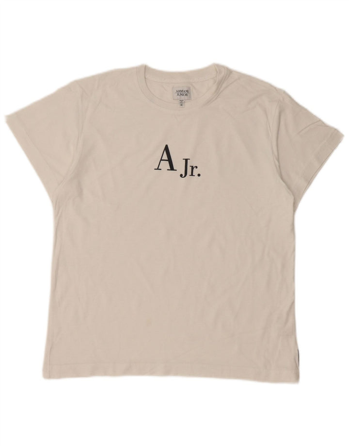 ARMANI JUNIOR Γραφικό μπλουζάκι για αγόρια 11-12 ετών λευκό βαμβακερό