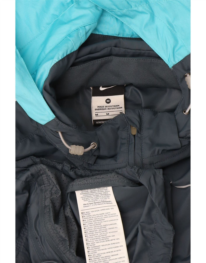 Nike γυναικείο μπουφάν βροχής με κουκούλα UK 12 Medium Grey Colourblock Nylon