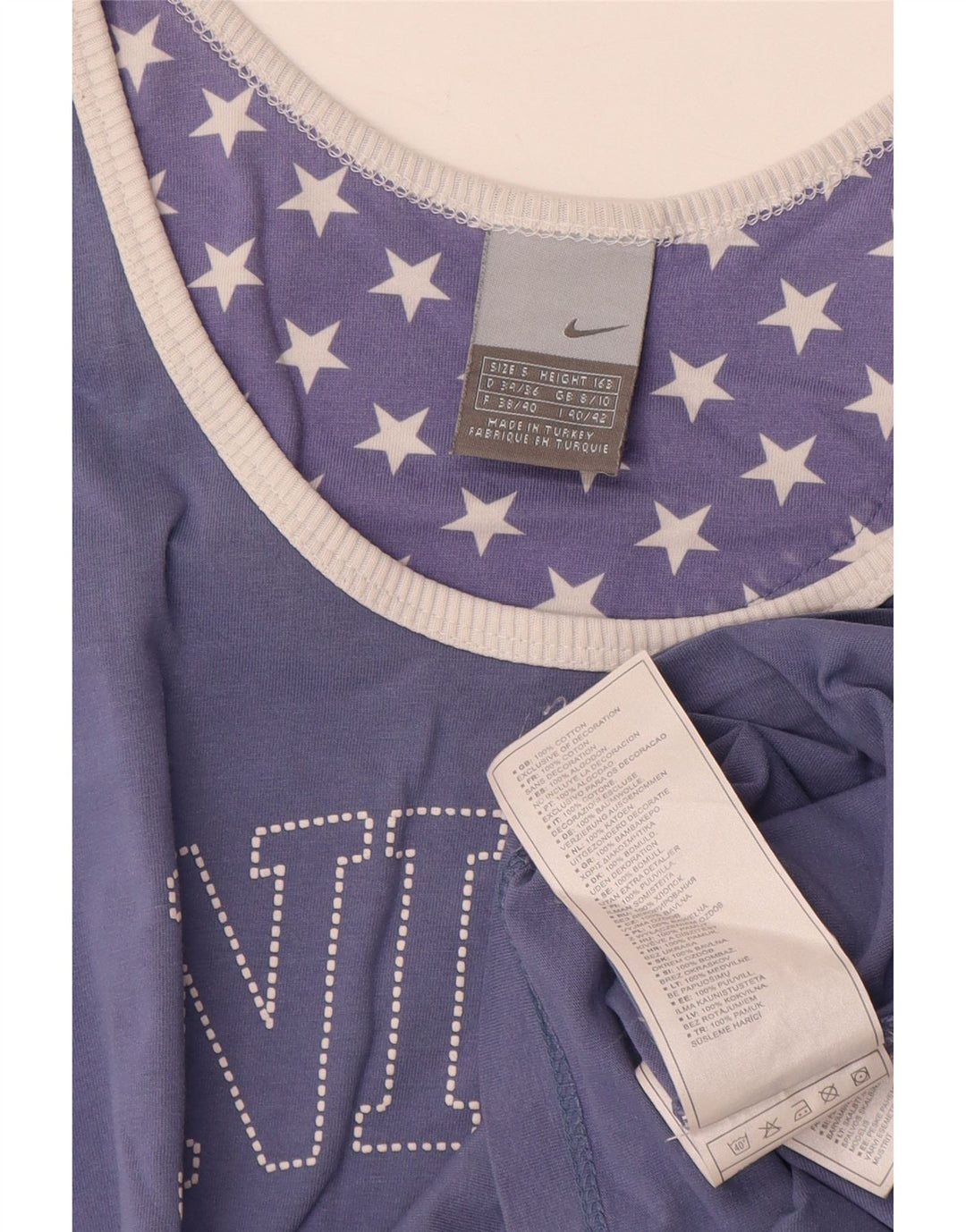 Γυναικείο γιλέκο Nike Crop Graphic Top UK 8/10 Μικρό μπλε βαμβακερό