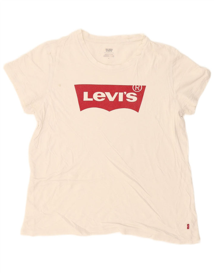 Γυναικείο γραφικό T-Shirt Levi's Top UK 14 Medium White