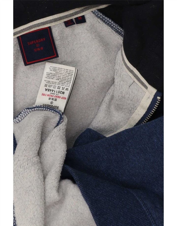 Ανδρικό πουλόβερ με κουκούλα με φερμουάρ Superdry, μεσαίο μπλε χρώμα, βαμβακερό