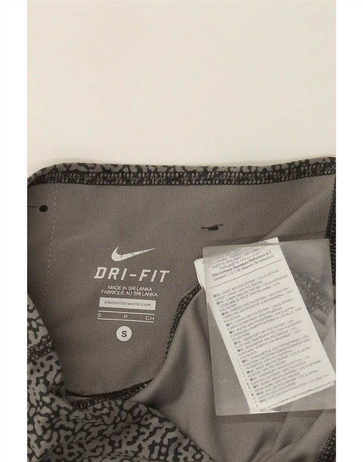 Γυναικεία Nike Dri Fit Abstract μοτίβο κολάν Capri UK 10 Small Grey