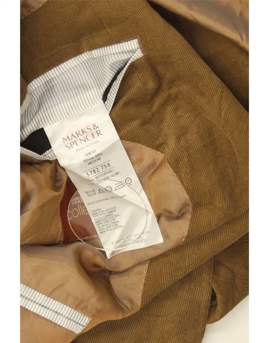 Marks & Spencer Ανδρικό μπουφάν 2 κουμπιών κοτλέ σακάκι UK 42 μεγάλο μπεζ