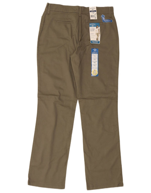 Lee Womens Riders Straight Casual Παντελόνι US 14 XL W35 L35 Khaki Cotton