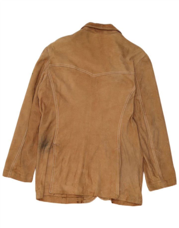 Vintage γυναικείο σουέτ σακάκι με 3 κουμπιά UK 14 Medium Beige