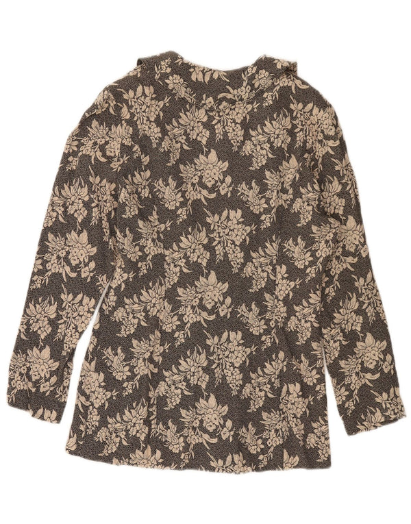 VINTAGE Γυναικείο Μπλέιζερ Μπουφάν UK 10 Small Black Floral